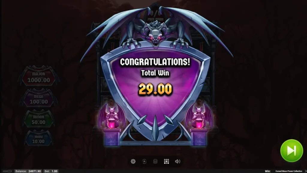 Pemandangan atmosferik slot Cursed Moon Power Collection dengan nuansa gotik